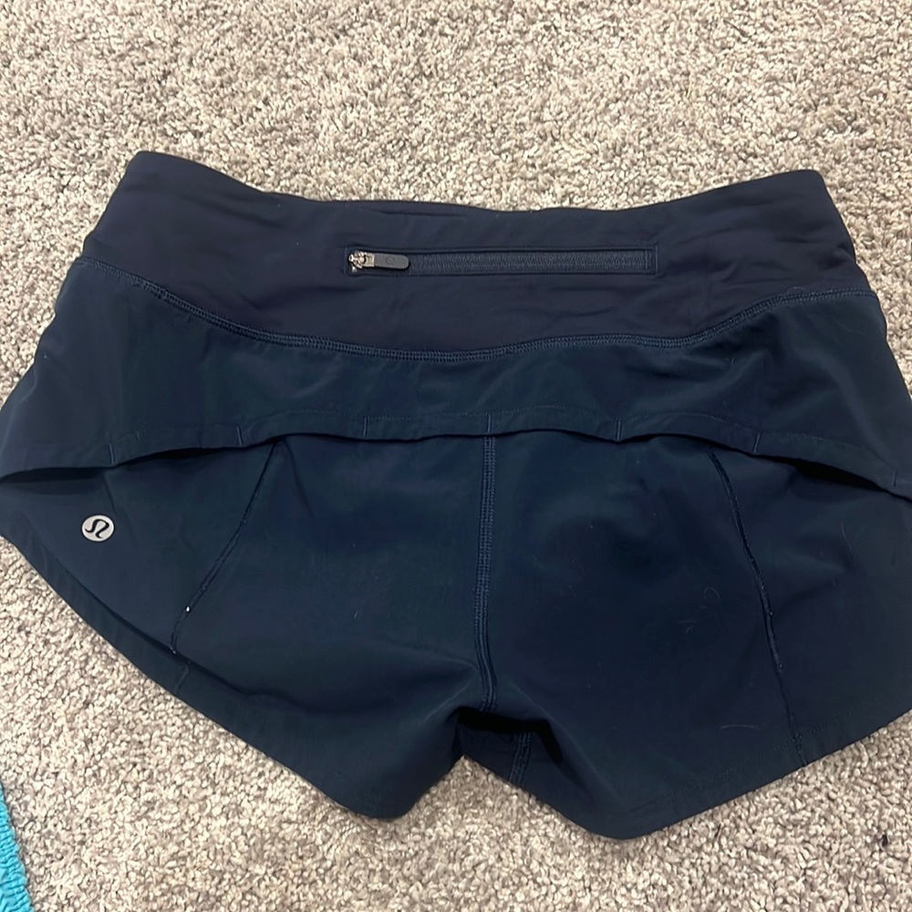 Size 2 Navy Blue Lululemon speed up shorts 2.5 in